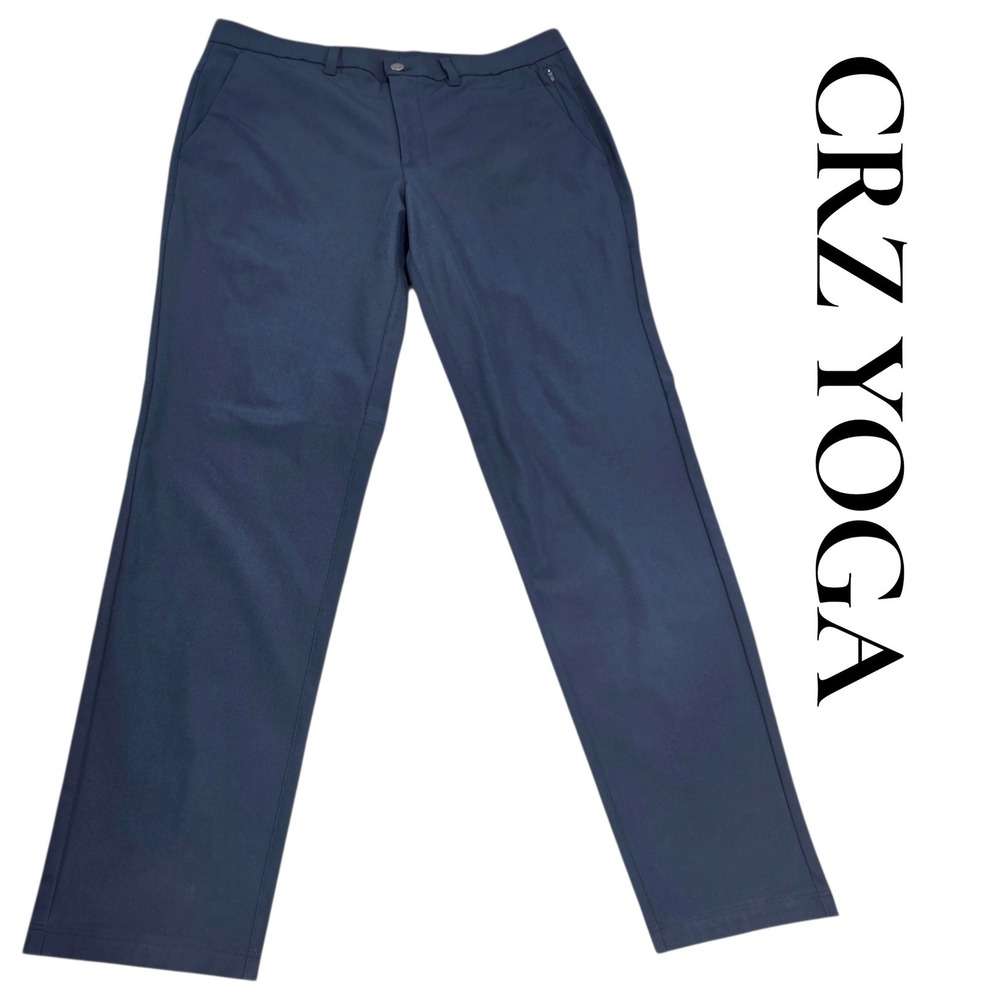 CRZ YOGA Golf Pants Men 34W Navy Blue Polyester Technical Straight Lightweight